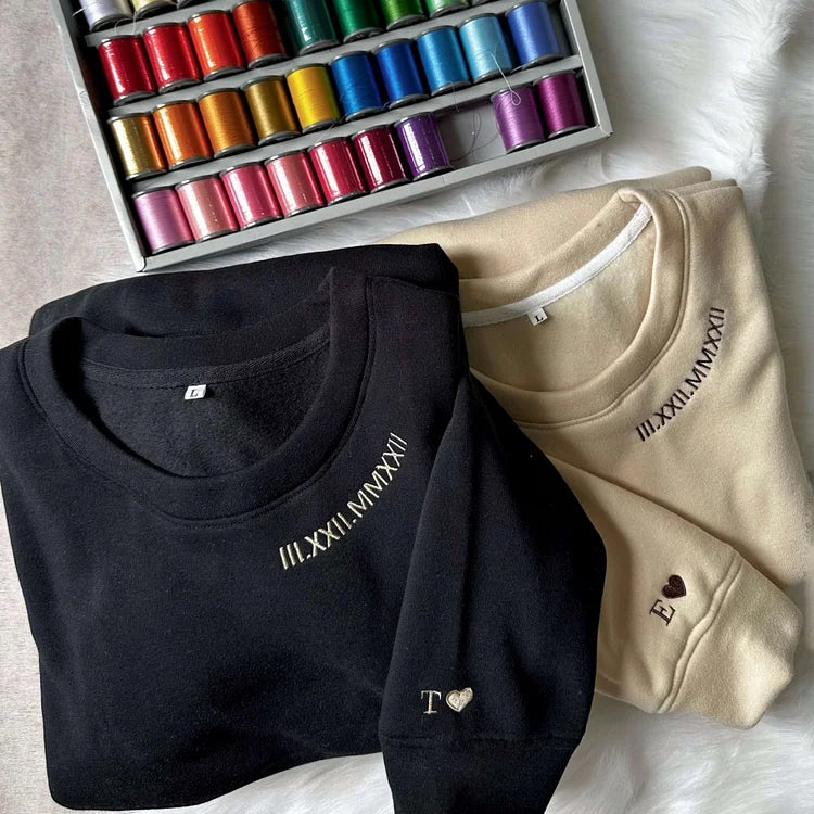 Custom Embroidered Roman Numerals On Neckline Unisex Sweatshirt/Hoodie/T-shirt