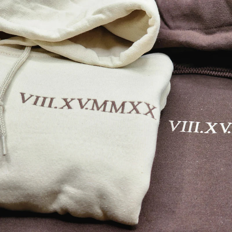 Custom Embroidered Roman Numerals Unisex Sweatshirt/Hoodie/T-shirt