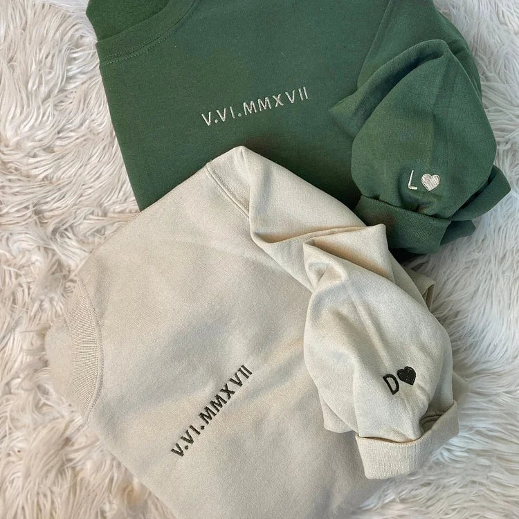 Custom Embroidered Roman Numerals Unisex Sweatshirt/Hoodie/T-shirt