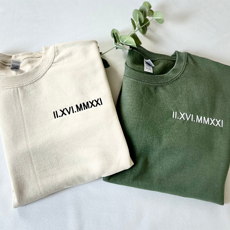 Custom Embroidered Roman Numerals Unisex Sweatshirt/Hoodie/T-shirt