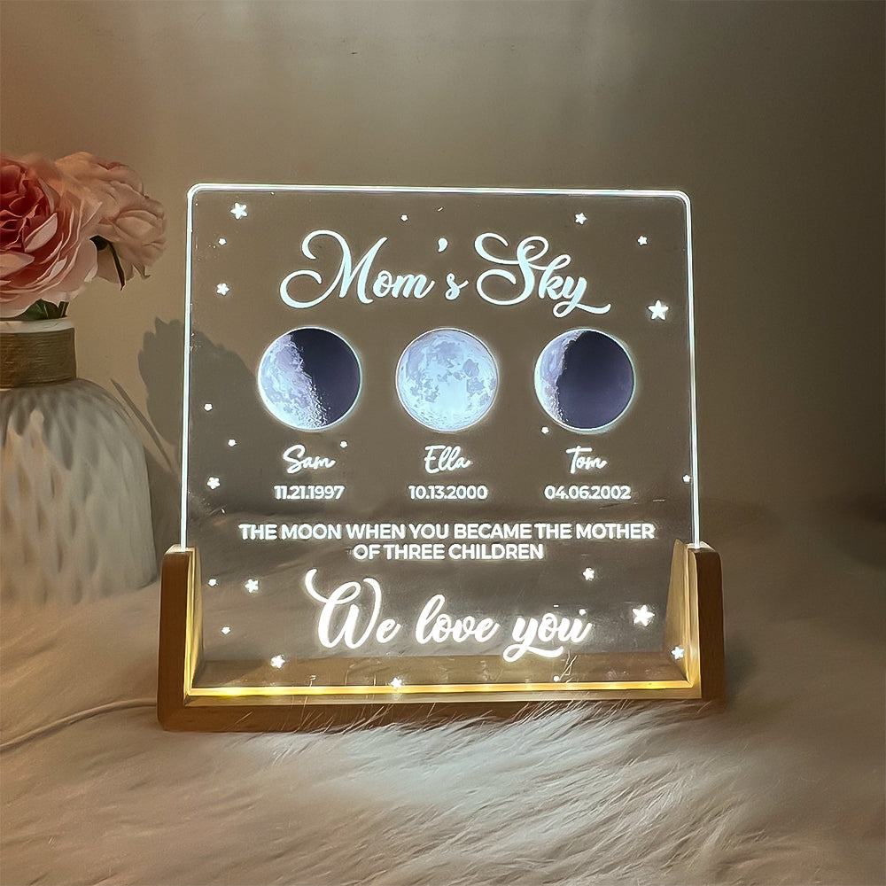 Mom's Sky Custom Real Moon Phase Led Light Frame