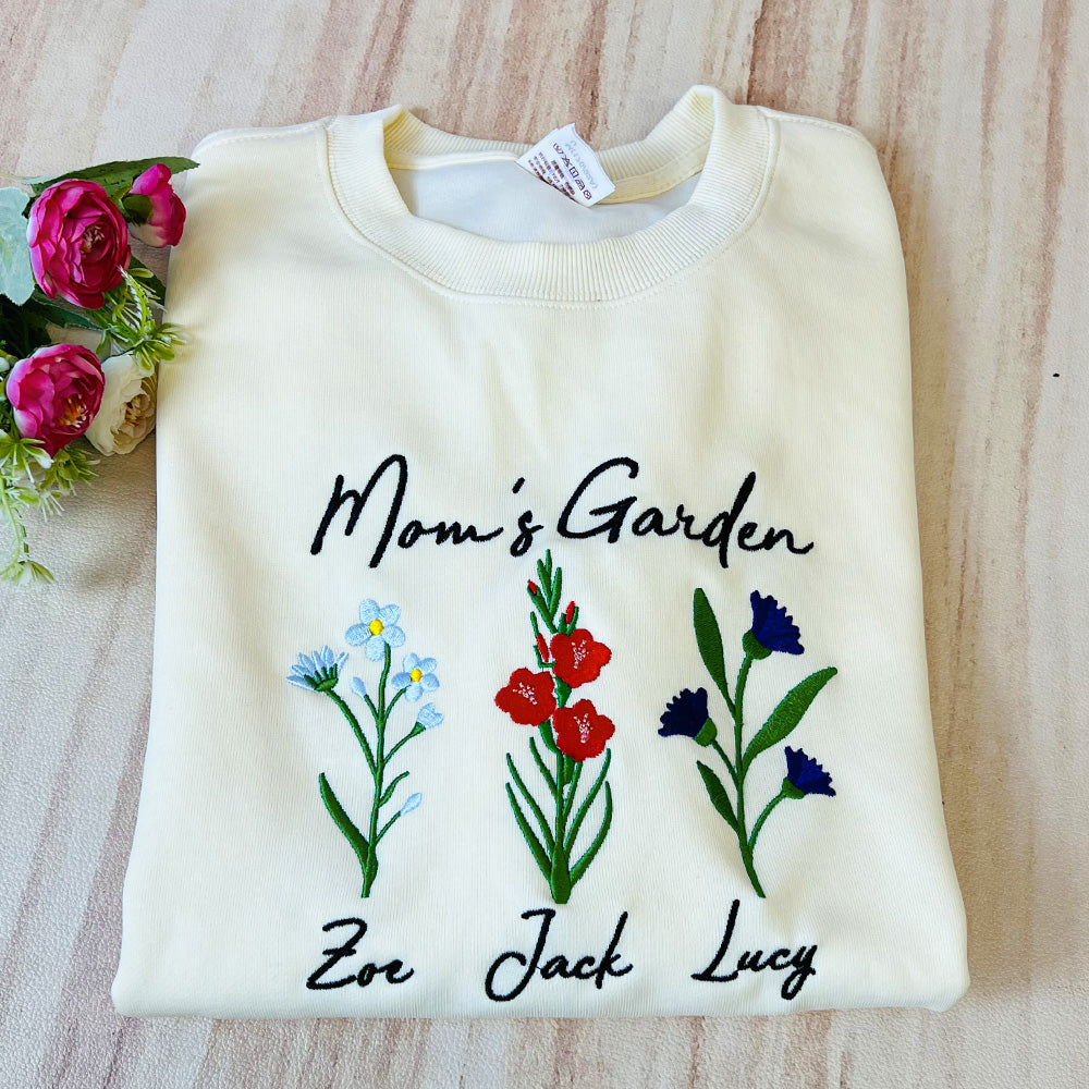 Custom Embroidered Birth Month Flower Sweatshirt/Hoodie