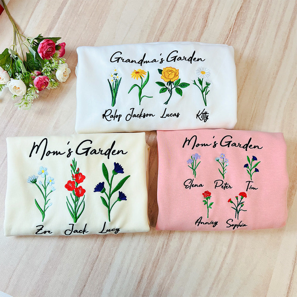 Custom Embroidered Birth Month Flower Sweatshirt/Hoodie
