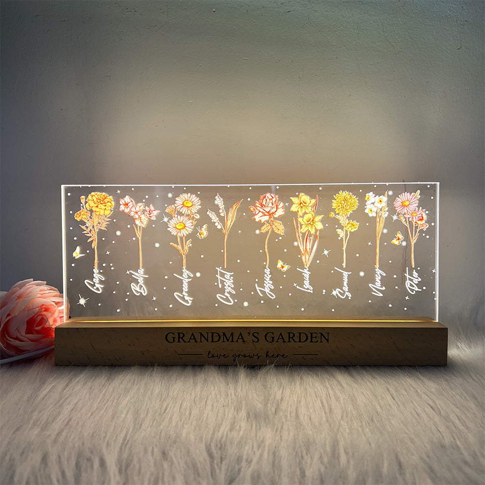 Birth Month Flower Personalized LED Night Light