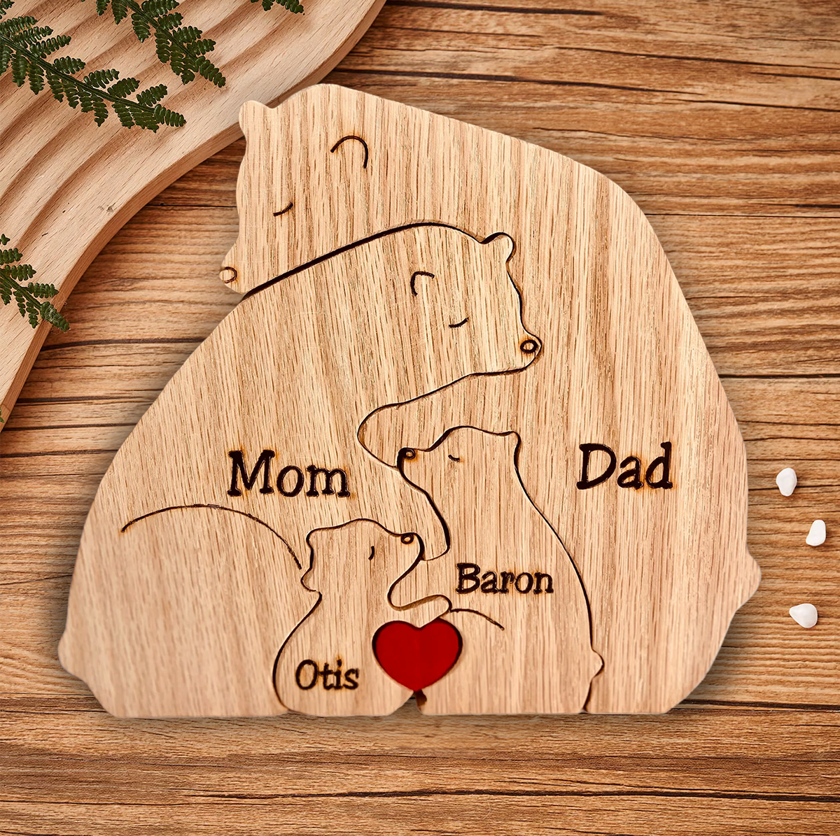 Famille d'ours en bois
