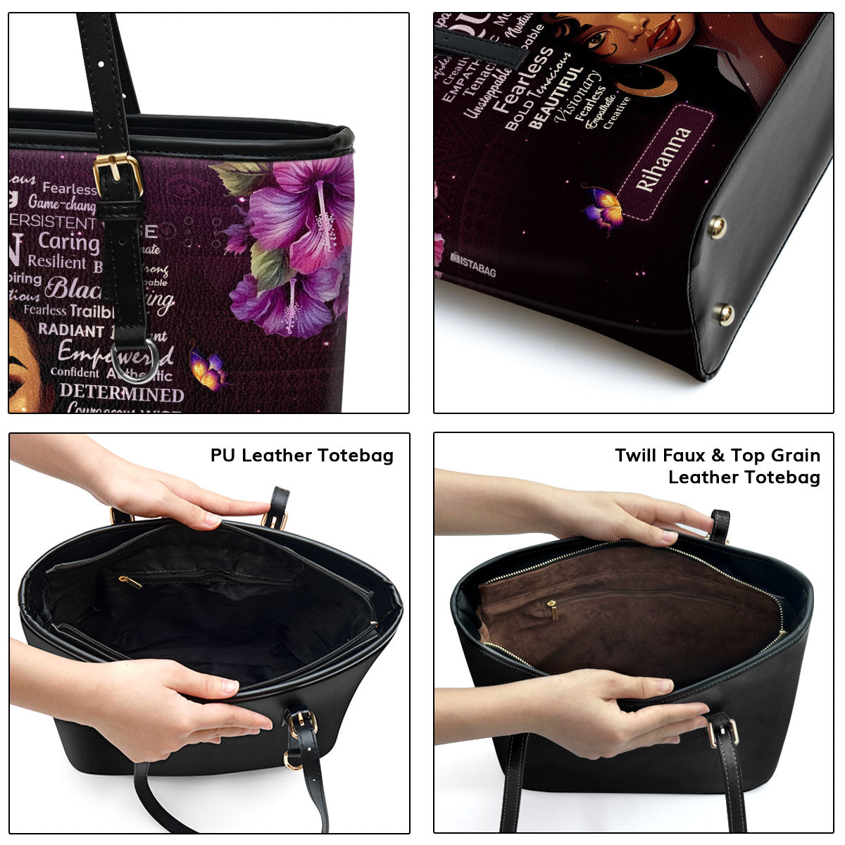 Black Queen - Sac fourre-tout en cuir personnalisé violet