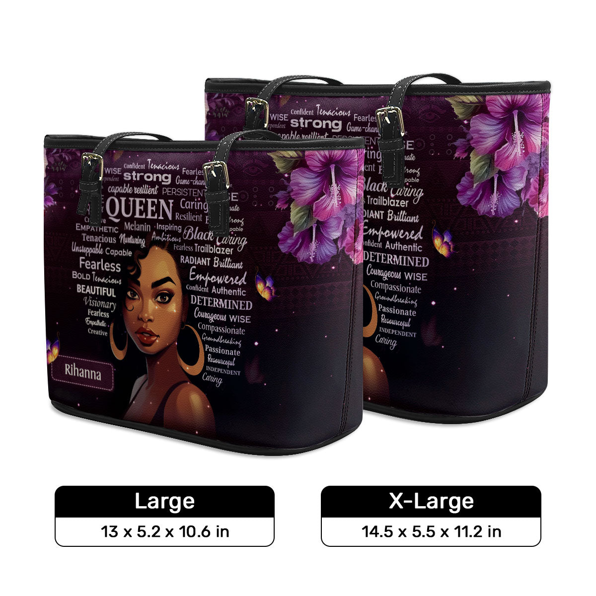 Black Queen - Sac fourre-tout en cuir personnalisé violet