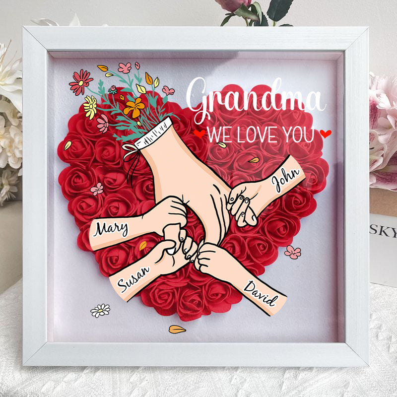 Family Love Blooms Forever - Personalised Mum & Grandma Flower Shadow Box with Names