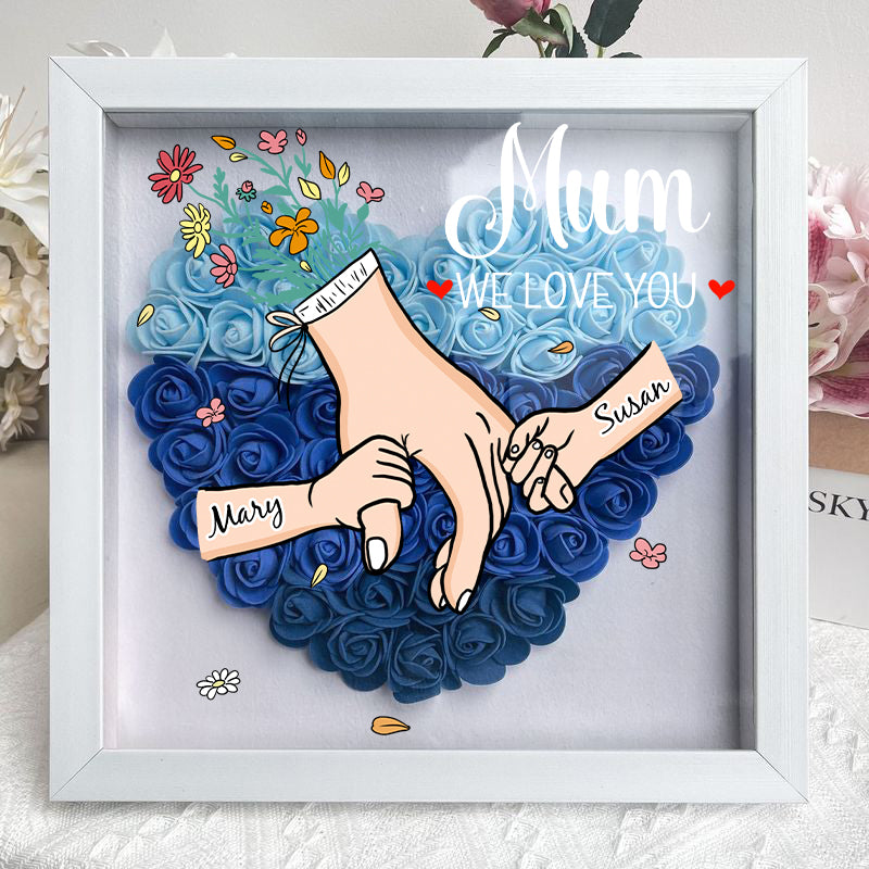 Family Love Blooms Forever - Personalised Mum & Grandma Flower Shadow Box with Names