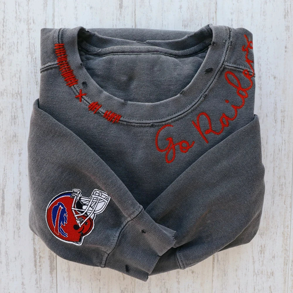 Sweat-shirt ras du cou vintage personnalisé brodé à la main avec motif équipe de football