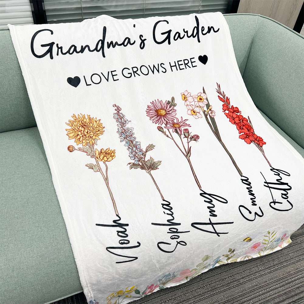Mom's Garden Love Grows Here Customized Blanket