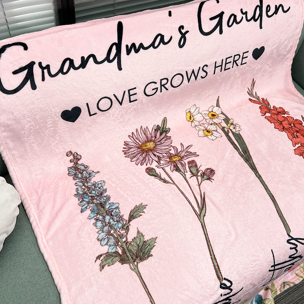 Mom's Garden Love Grows Here Customized Blanket