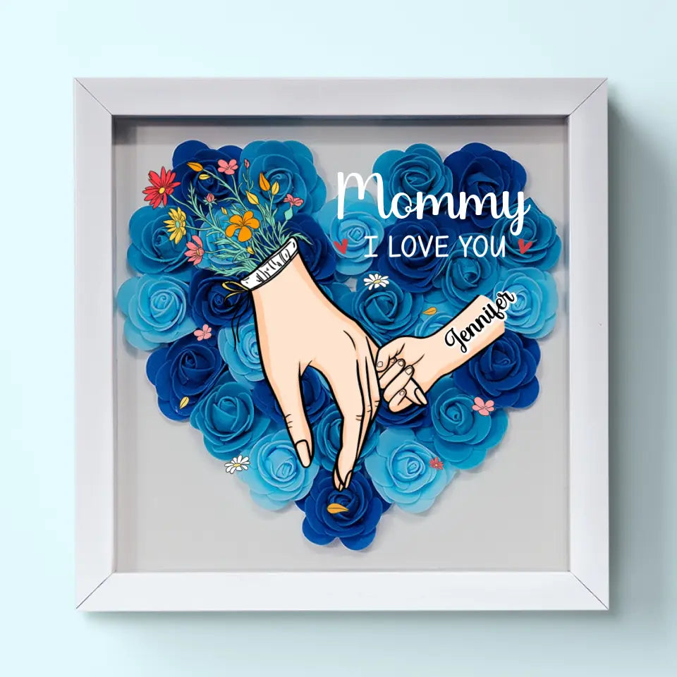 Family Love Blooms Forever - Personalised Mum & Grandma Flower Shadow Box with Names