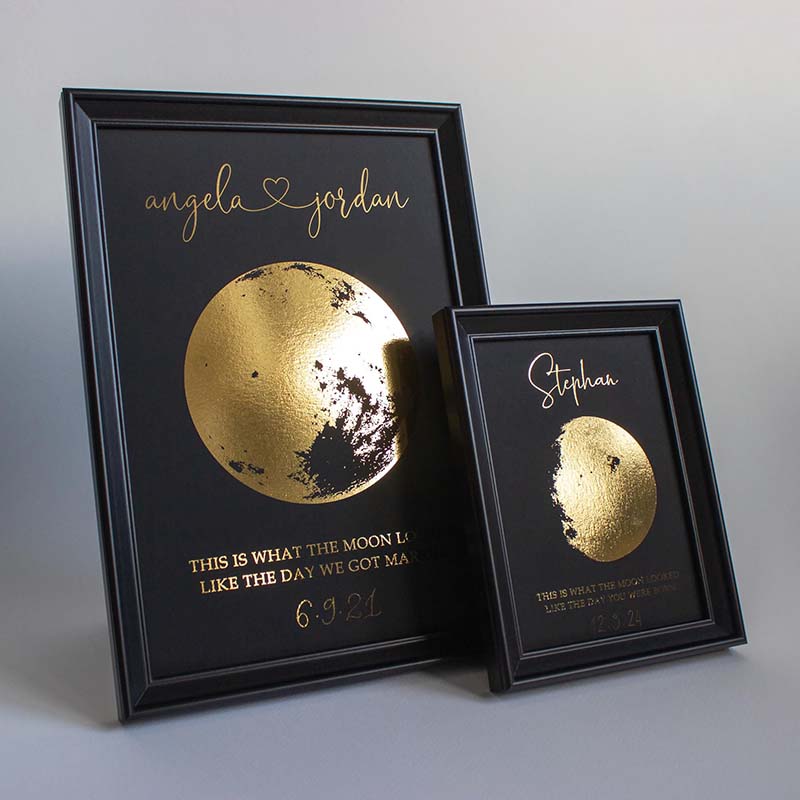 Couple personnalisé avec phases de lune et date personnalisées