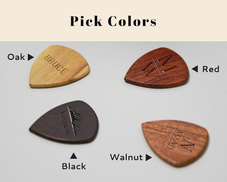 Custom Wooden Guitar Picks Box,Music Gift for Guitarist Musician