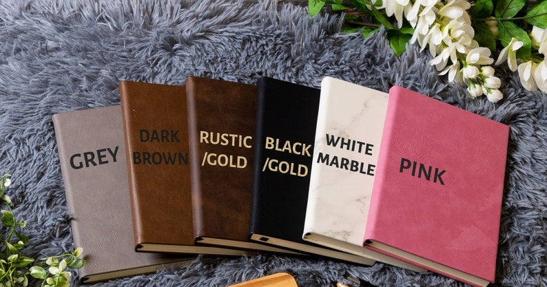 Personalized Engraved Leather Journal For Women, Customized Birth Flower Notebook, Custom Diary for Women, Mother's Day Gift, Gift for Mom