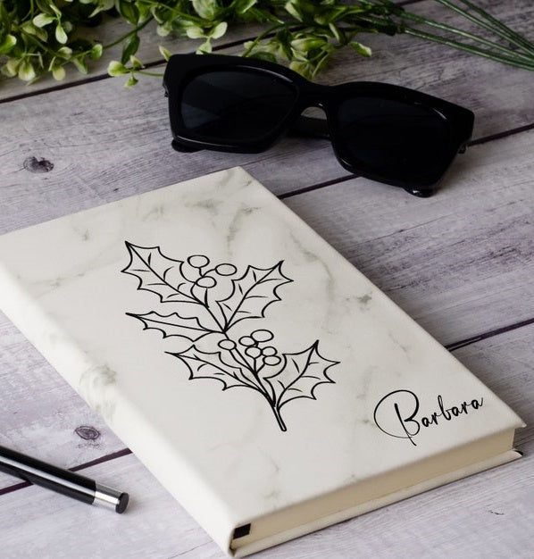 Personalized Engraved Leather Journal For Women, Customized Birth Flower Notebook, Custom Diary for Women, Mother's Day Gift, Gift for Mom
