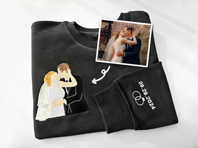 Chemise brodée avec portrait photo personnalisé
