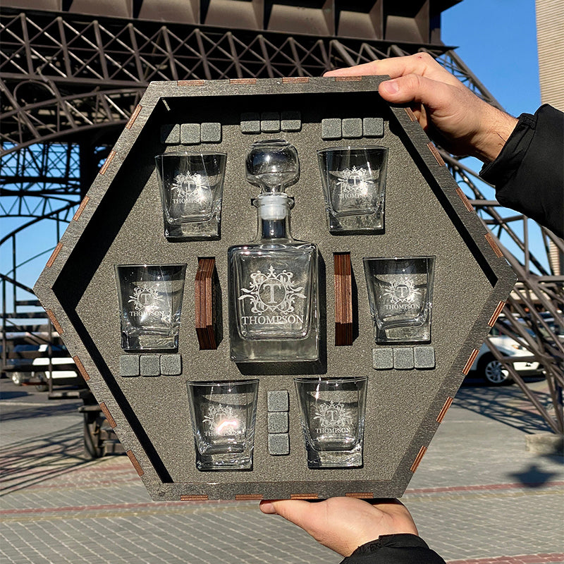 Coffret carafe à whisky, cadeau personnalisé, whisky bourbon, cadeau de Noël
