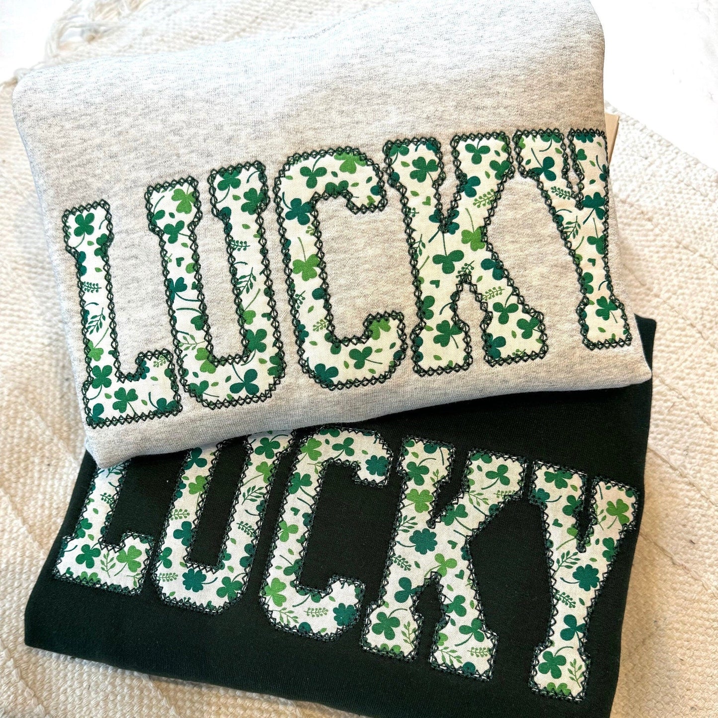 Sweat-shirt brodé trèfle porte-bonheur de la Saint-Patrick