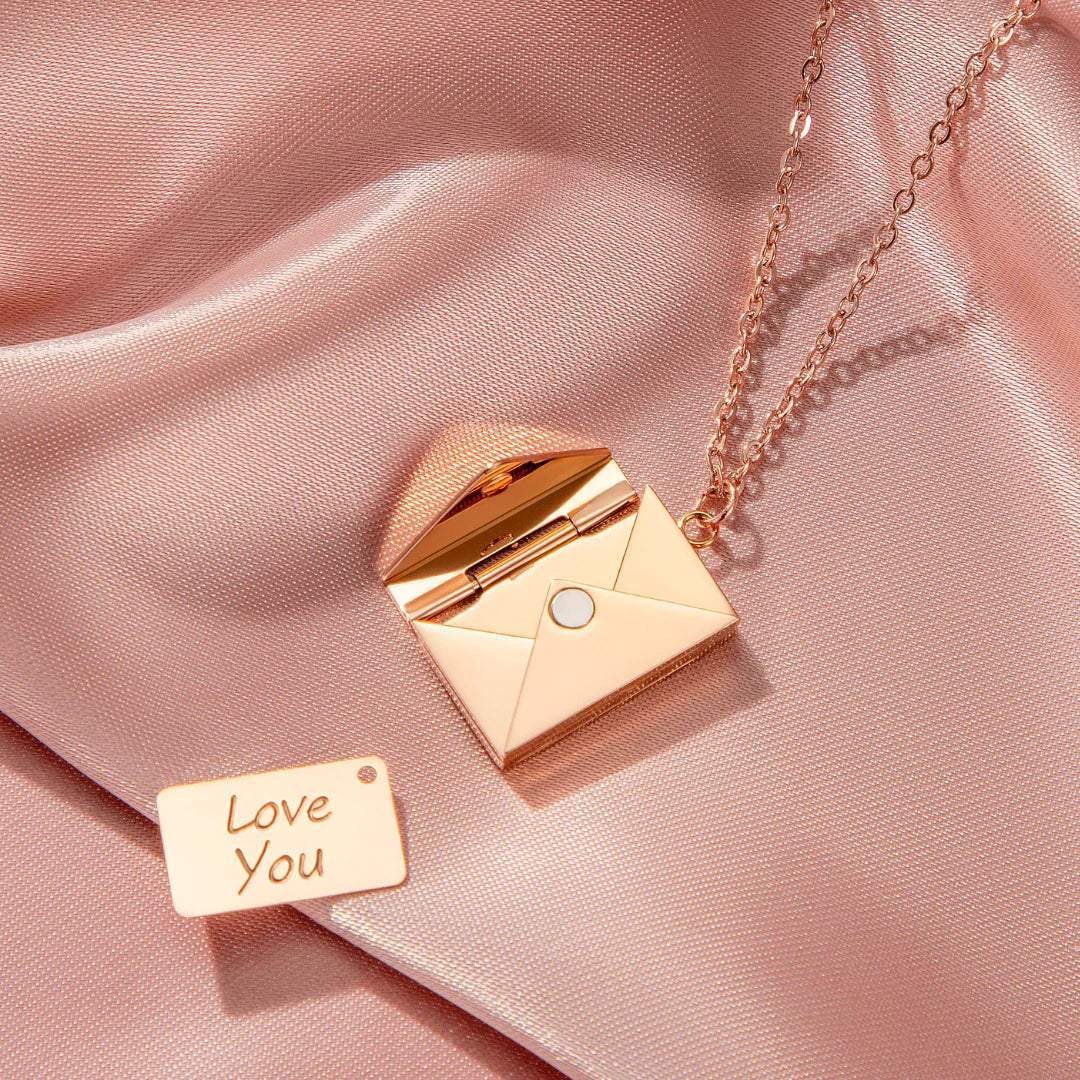 Personalized Envelope Locket Necklace Secret Message Necklace