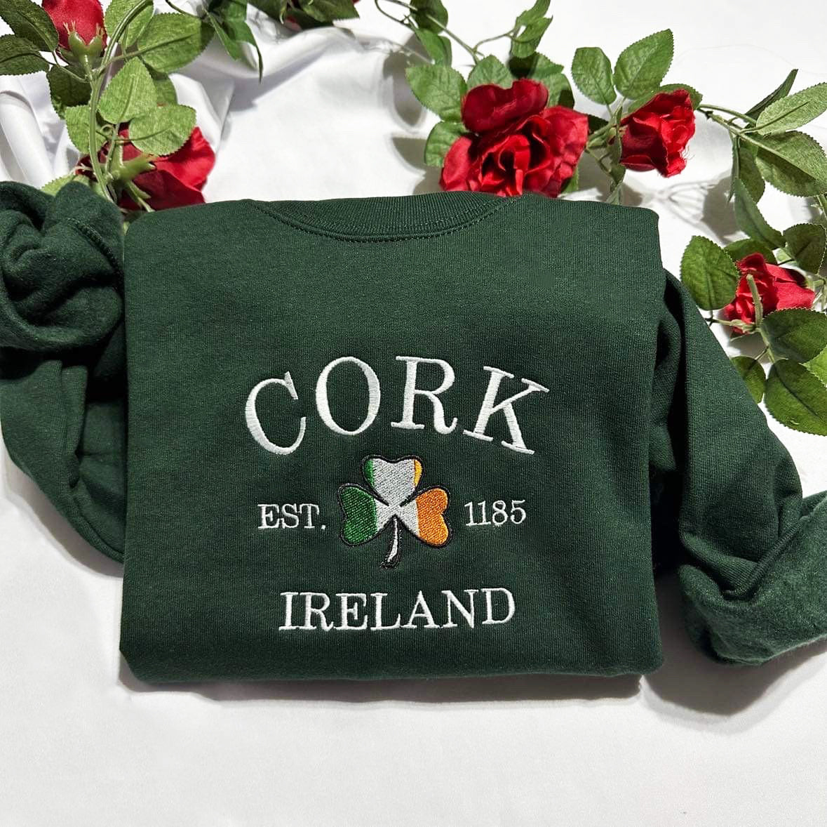 Sweat-shirt brodé personnalisé pour la Saint-Patrick, ville ou comté d'Irlande