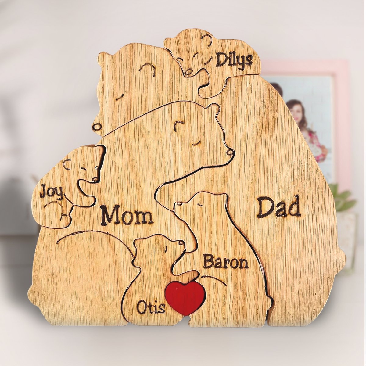 Famille d'ours en bois