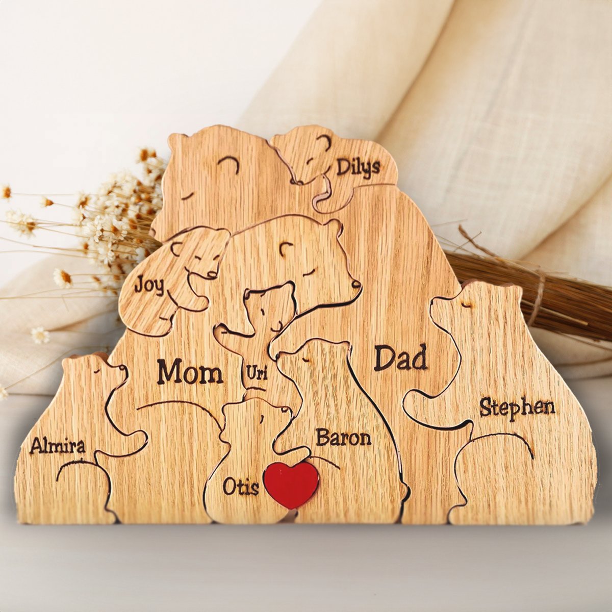 Famille d'ours en bois