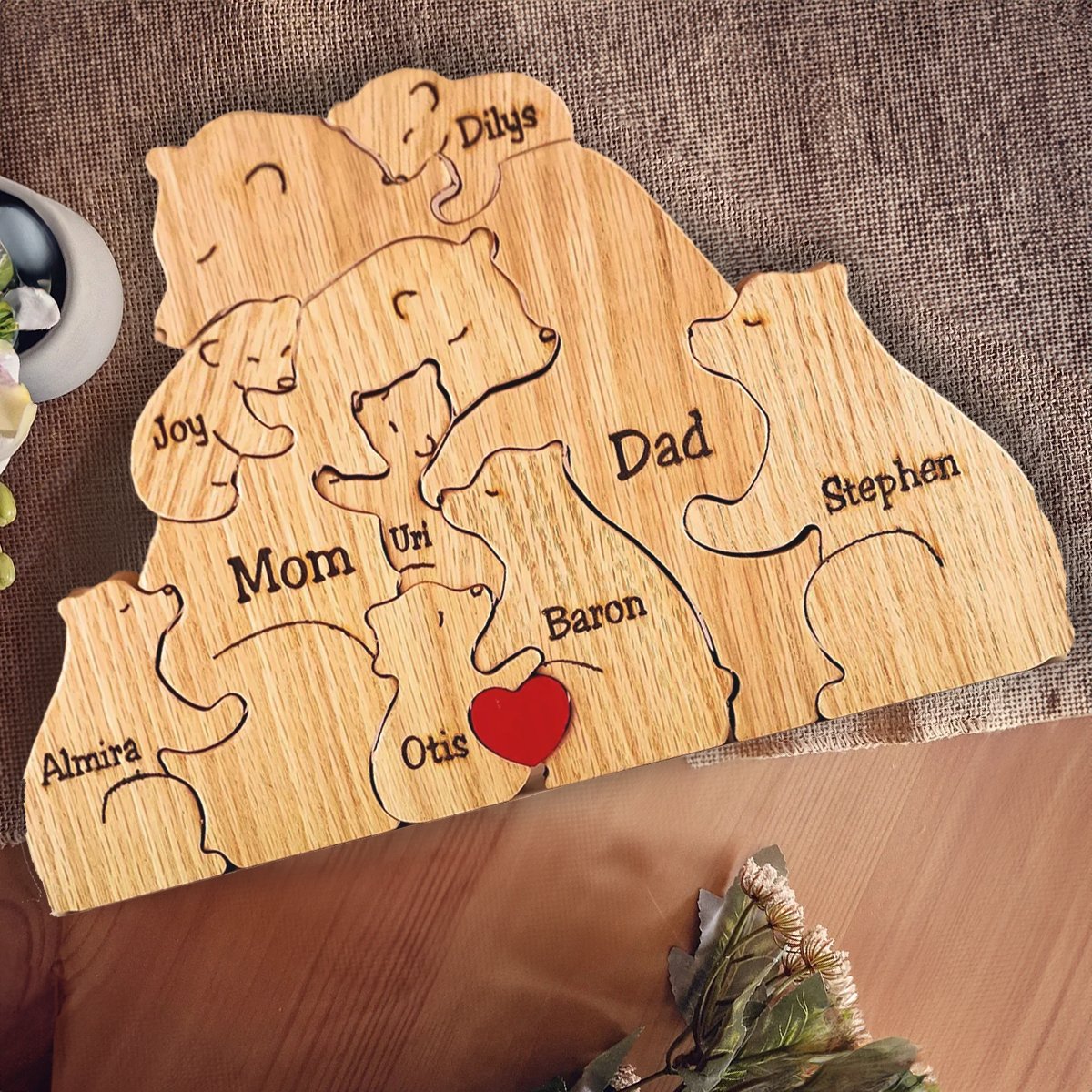 Famille d'ours en bois