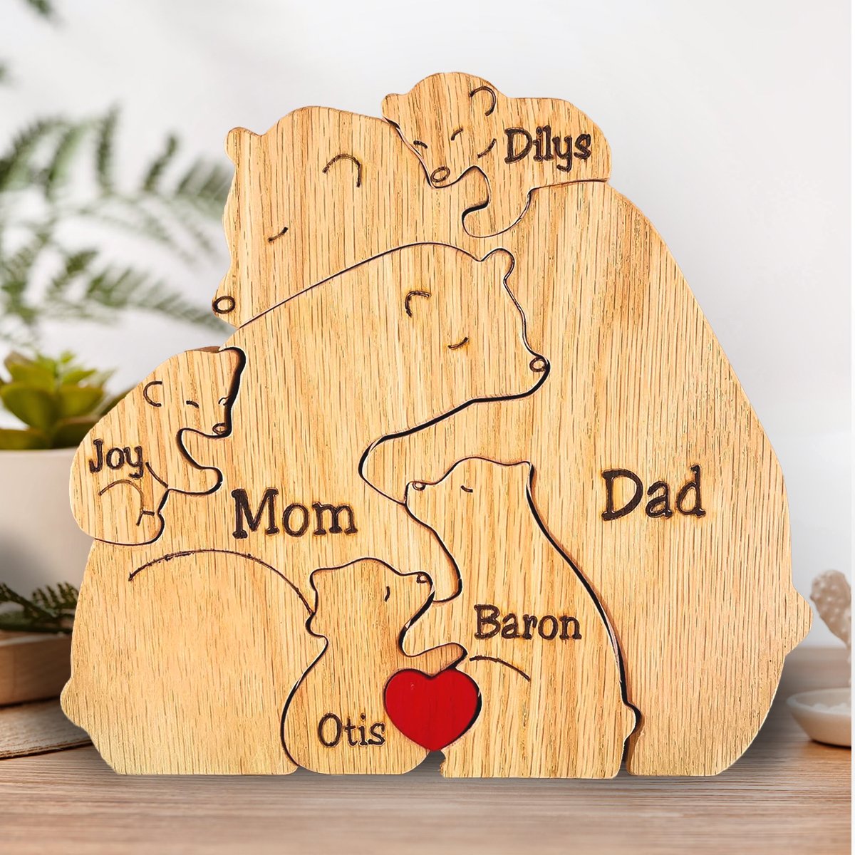 Famille d'ours en bois