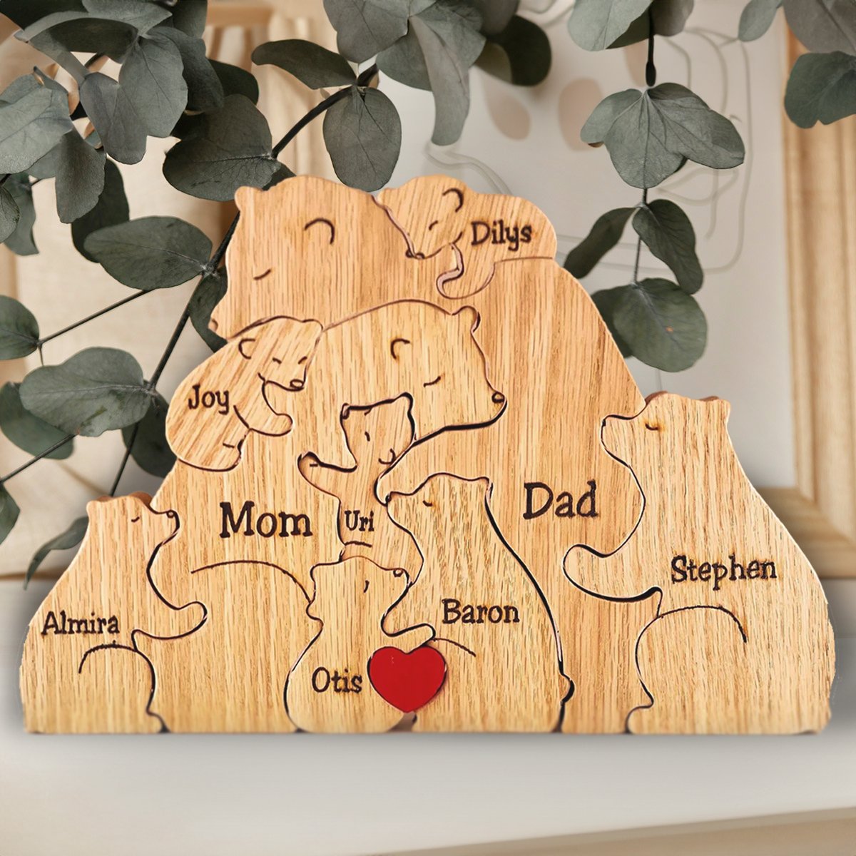 Famille d'ours en bois