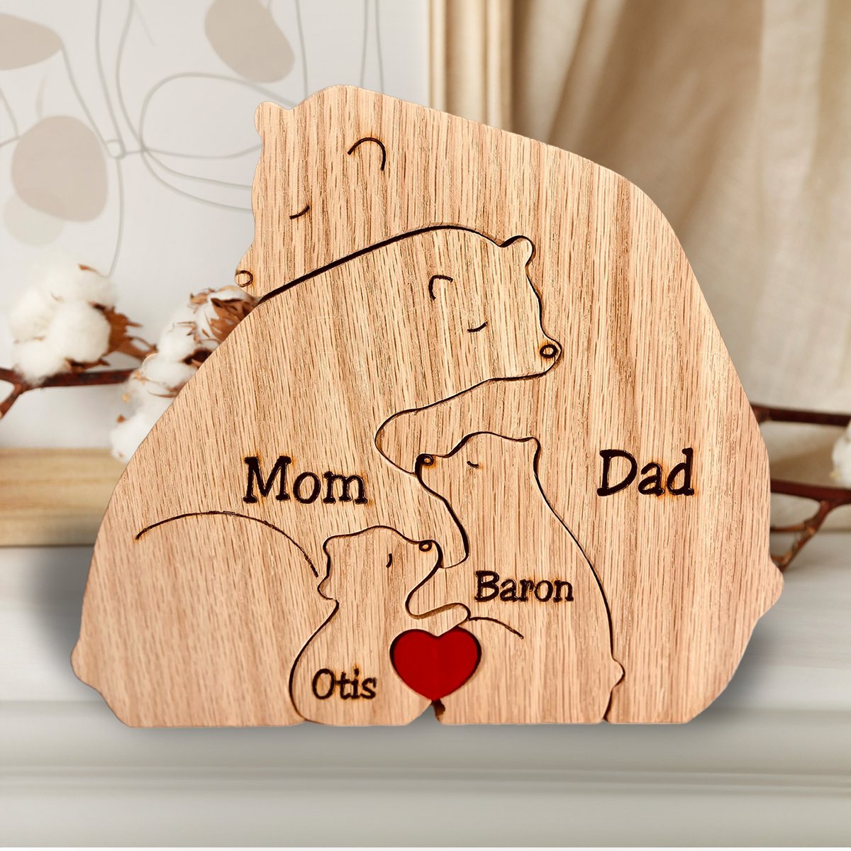 Famille d'ours en bois
