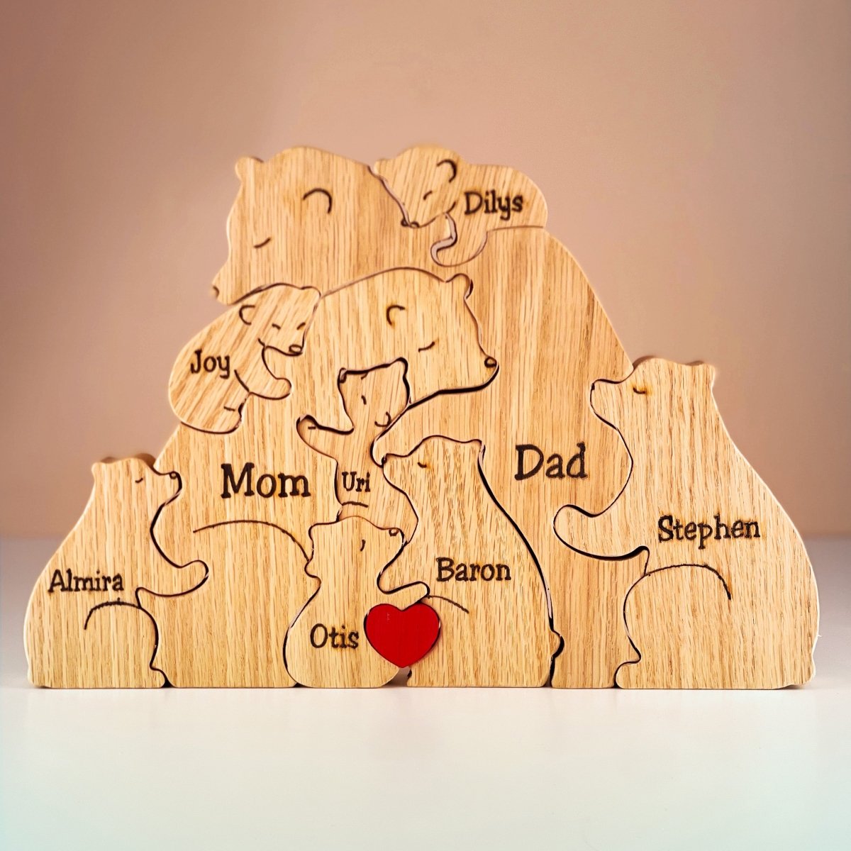 Famille d'ours en bois