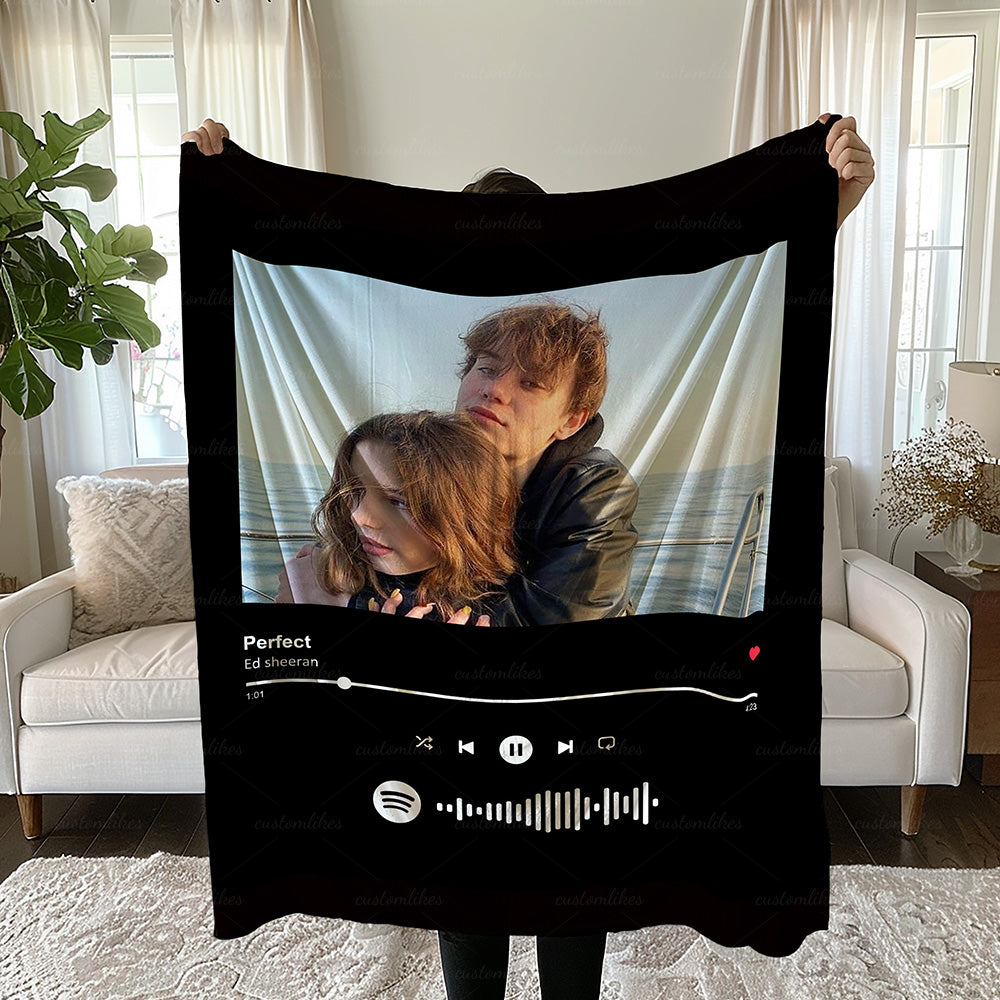 Custom Photo and Music Blanket for Couples