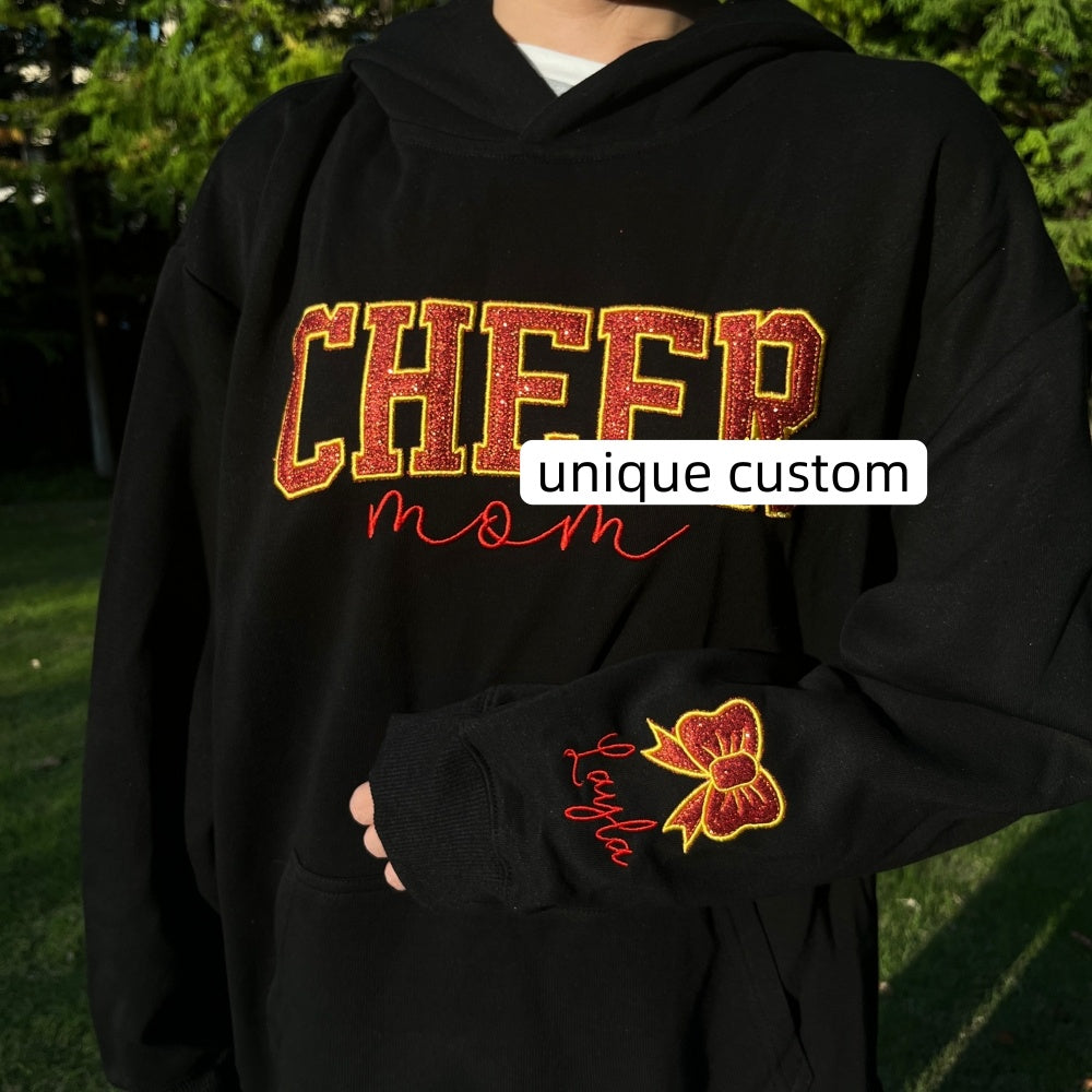 Custom Embroidered Glitter Vinyl Cheer Mama Sweatshirt