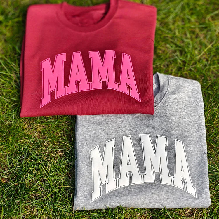 Custom Puff Mama Sweatshirt With Names On Sleeve