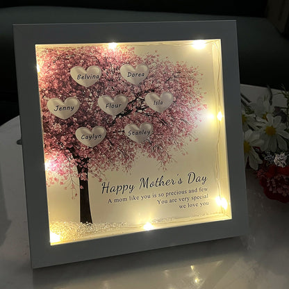 Custom Mom/Grandma Family Tree Heart Light Frame Gift