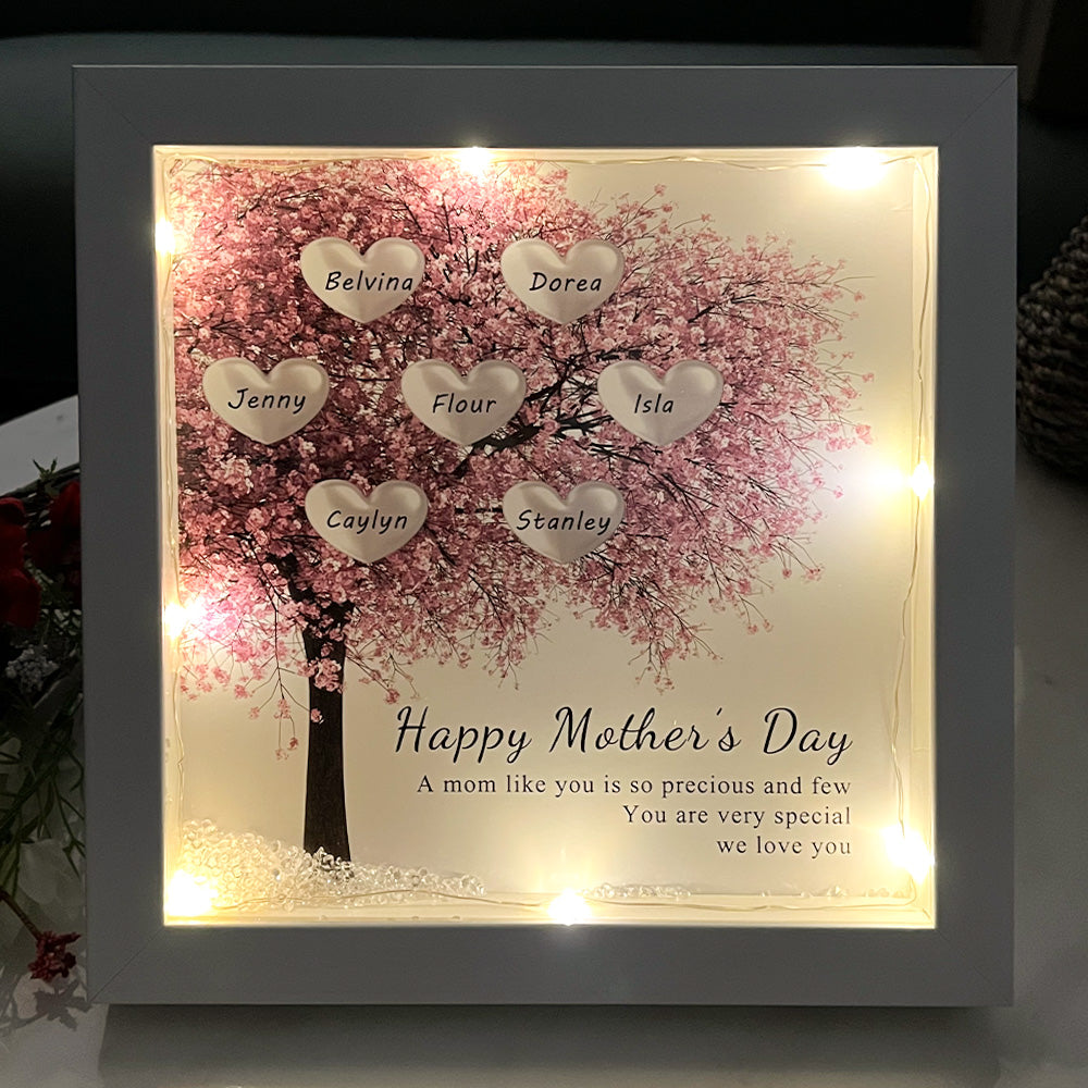 Custom Mom/Grandma Family Tree Heart Light Frame Gift