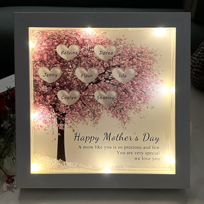 Custom Mom/Grandma Family Tree Heart Light Frame Gift