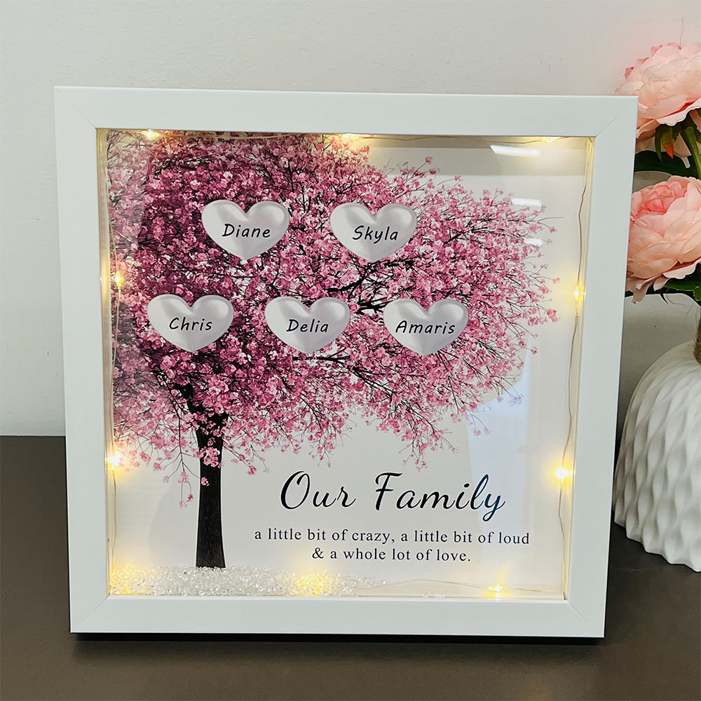 Custom Mom/Grandma Family Tree Heart Light Frame Gift