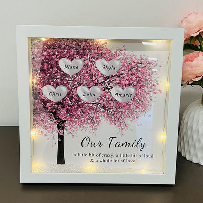 Custom Mom/Grandma Family Tree Heart Light Frame Gift
