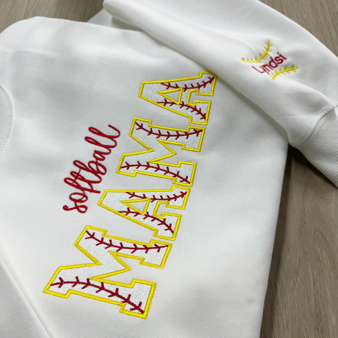 Embroidered Baseball Mama Crewneck Sweatshirt