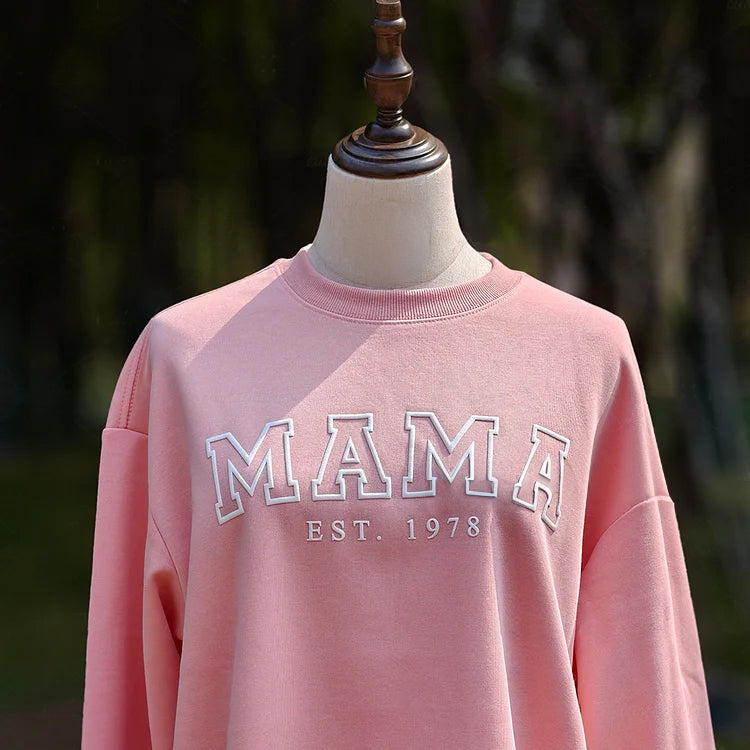 Custom Puff Mama Est Sweatshirt With Names On Sleeve