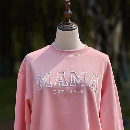 Custom Puff Mama Est Sweatshirt With Names On Sleeve