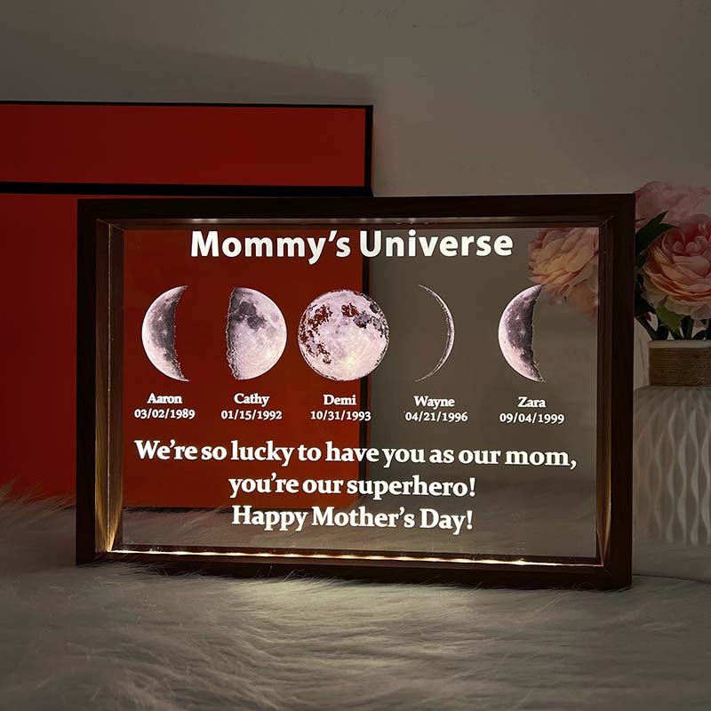 Led Light Frame With Real Moon Phase-Mom's universe