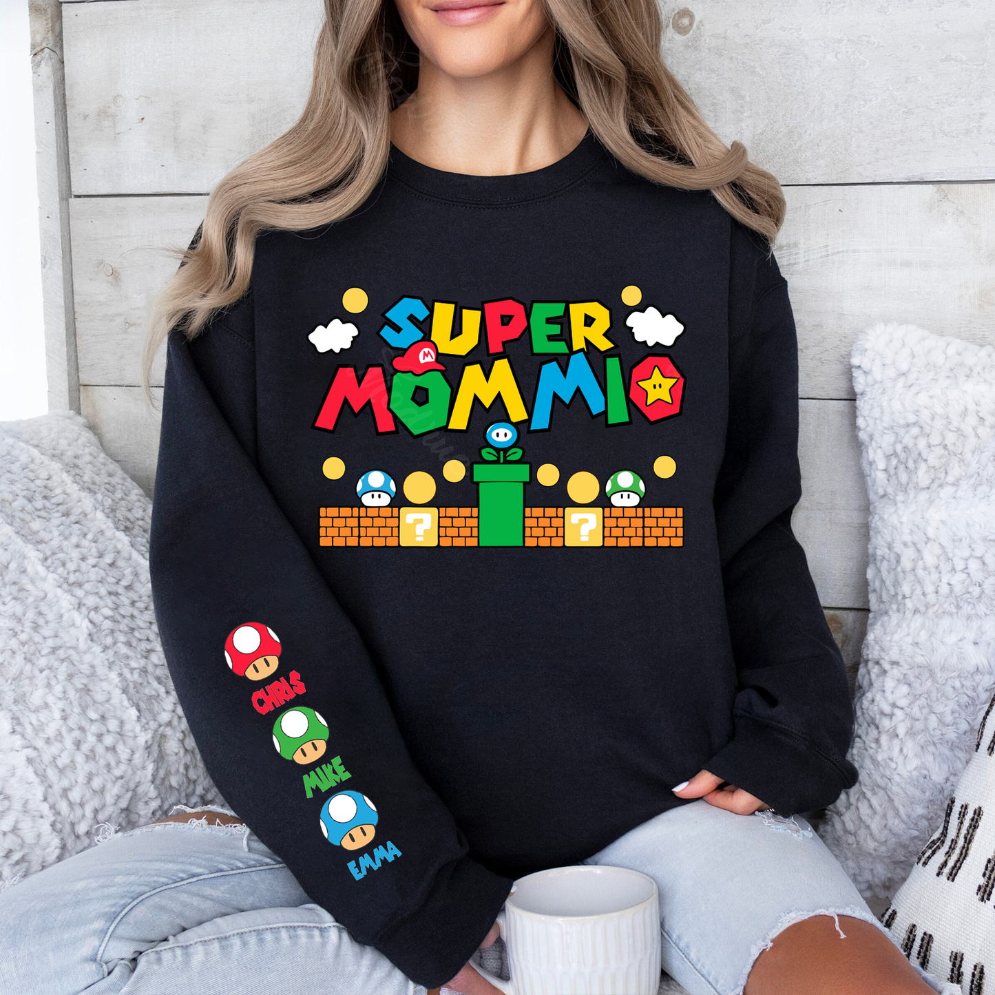 Custom Super Mommio Sweatshirt, Personalized Super Daddio Shirt