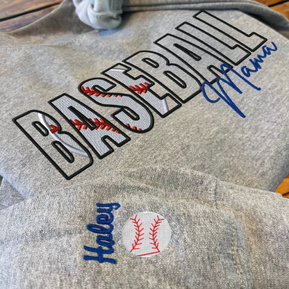 Custom Sports Embroidered Mama/Mom/Nana Sweatshirt