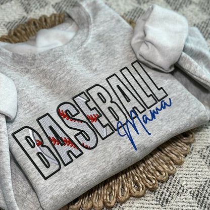 Custom Sports Embroidered Mama/Mom/Nana Sweatshirt