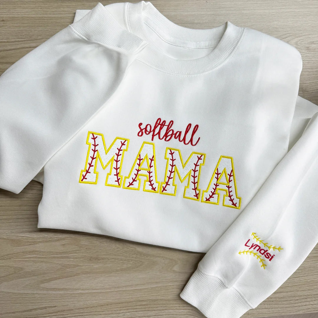 Embroidered Baseball Mama Crewneck Sweatshirt