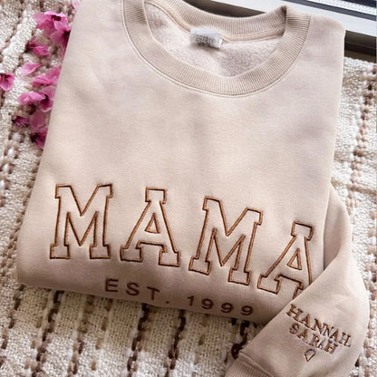 Mothers Day Personalized Mama Embroidered Sweatshirt With Bow Detail